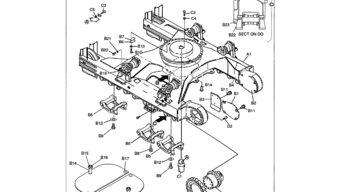 02-003 LOWER GROUP (HIGH AND WIDE)-SK330LC-6E SK330-6E SK350LC-6E Kobelco Excavator Parts Number Electronic Catalog EPC Manuals