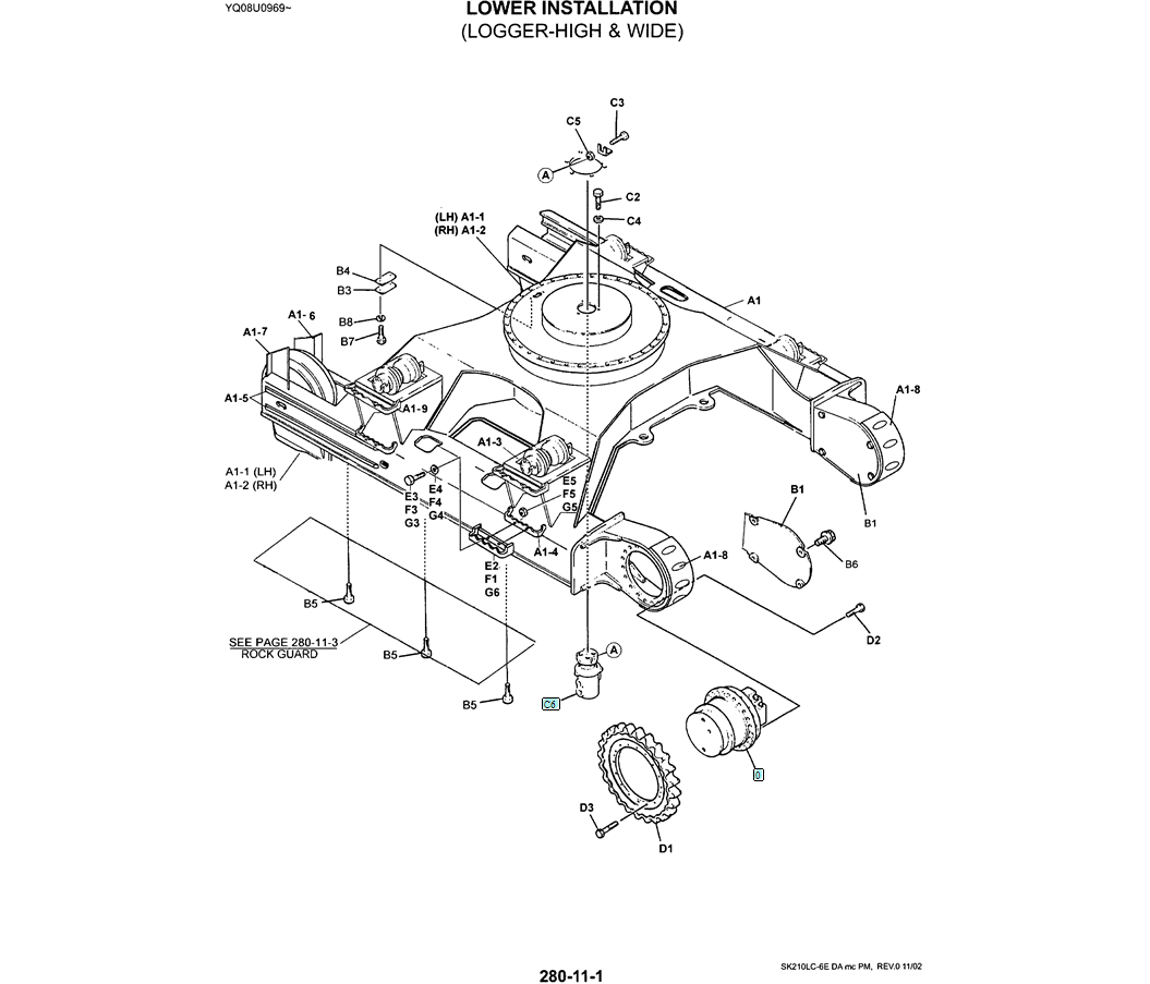 02-003(01) LOWER INSTALLATION (LOGGER-HIGH AND WIDE)-SK200-6E SK210LC-6E SK200-6ES SK200LC-6E Kobelco Excavator Parts Number Electronic Catalog EPC Manuals