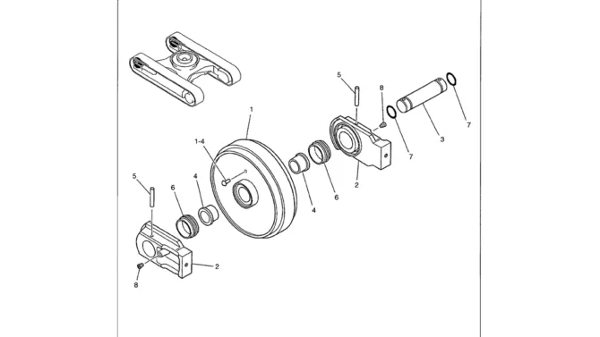 02-005 IDLER ASSEMBLY-Kobelco SK480LC-6E SK480-6S SK480LC-6 SK450-6 Excavator Parts Number Electronic Catalog EPC Manuals