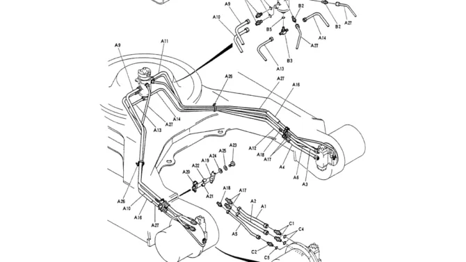 02-015HYD LINES, LOW (LONG CRAWLER)-Kobelco SK200-3 SK200LC-5 SK200 Excavator Parts Number Electronic Catalog EPC Manuals
