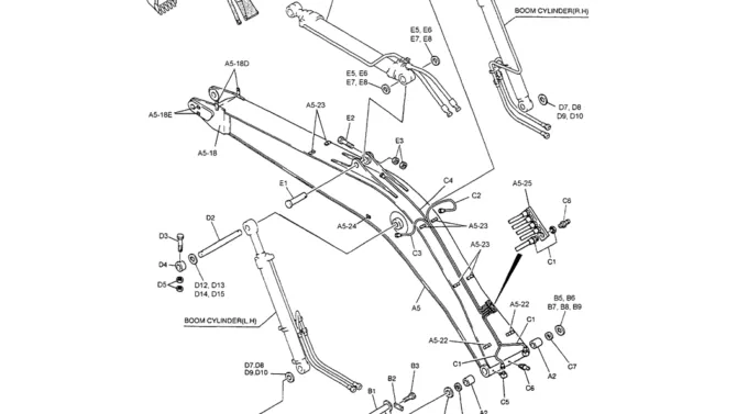 03-001(01) BOOM ASSEMBLY 5.65M (18FT 6IN)-SK200-6E SK210LC-6E SK200-6ES SK200LC-6E Kobelco Excavator Parts Number Electronic Catalog EPC Manuals