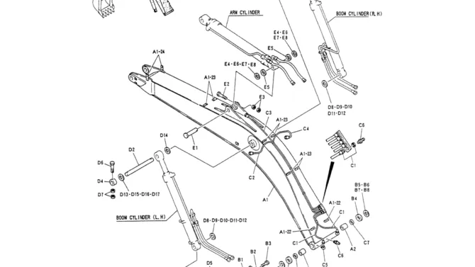 03-001STD. BOOM ASSY, 5.65M-Kobelco SK200-3 SK200LC-5 SK200 Excavator Parts Number Electronic Catalog EPC Manuals