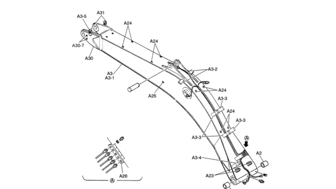 03-002 BOOM ASSEMBLY STANDARD - 6.5M (21 FT - 4 IN) P/N LC02B00035FB-SK330LC-6E SK330-6E SK350LC-6E Kobelco Excavator Parts Number Electronic Catalog EPC Manuals