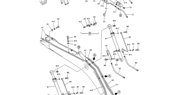 03-002HYD LINES, BOOM 5.65M- Kobelco SK200-3 SK200LC-5 SK200 Excavator Parts Number Electronic Catalog EPC Manuals
