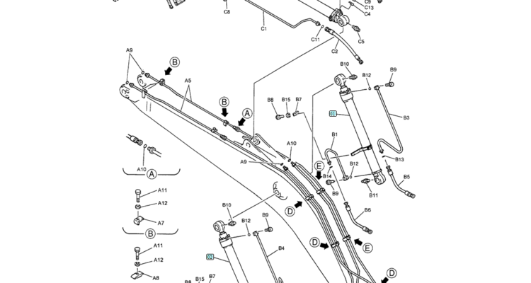 03-003 BOOM HYDRAULIC LINES 5.65M (18FT 6IN)-SK200-6E SK210LC-6E SK200-6ES SK200LC-6E Kobelco Excavator Parts Number Electronic Catalog EPC Manuals