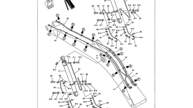 03-004 BOOM HYDRAULIC LINES - 7.0 M (23 FT)-Kobelco SK480LC-6E SK480-6S SK480LC-6 SK450-6 Excavator Parts Number Electronic Catalog EPC Manuals