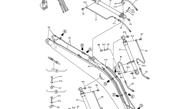 03-004(01) BOOM HYDRAULIC LINES 5.65M (18FT 6IN) (NIBBLER & BREAKER)-SK200-6E SK210LC-6E SK200-6ES SK200LC-6E Kobelco Excavator Parts Number Electronic Catalog EPC Manuals