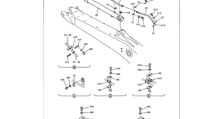 03-005 BOOM HYDRAULIC LINES - 7.0 M (23 FT)-Kobelco SK480LC-6E SK480-6S SK480LC-6 SK450-6 Excavator Parts Number Electronic Catalog EPC Manuals