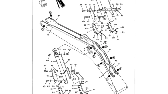 03-006 BOOM HYDRAULIC LINES - 7.0 M (23 FT) NIBBLER AND BREAKER-Kobelco SK480LC-6E SK480-6S SK480LC-6 SK450-6 Excavator Parts Number Electronic Catalog EPC Manuals