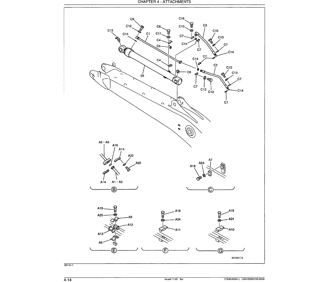 03-007(01) BOOM HYDRAULIC LINES - 7.0 M (23 FT) NIBBLER AND BREAKER-Kobelco SK480LC-6E SK480-6S SK480LC-6 SK450-6 Excavator Parts Number Electronic Catalog EPC Manuals