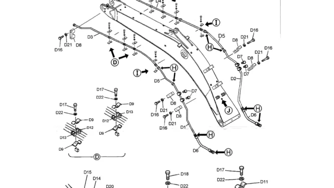 03-007(02) BOOM HYDRAULIC LINES - 7.0 M (23 FT) NIBBLER AND BREAKER-Kobelco SK480LC-6E SK480-6S SK480LC-6 SK450-6 Excavator Parts Number Electronic Catalog EPC Manuals