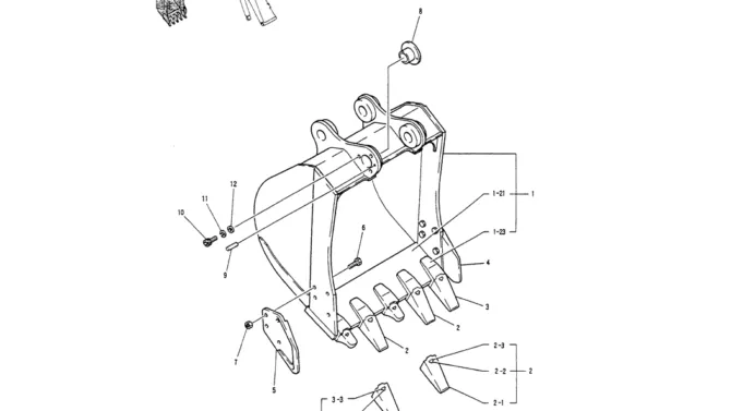 03-008STD. BUCKET ASSY, 0.8 M³ (0.7 M²), P/N YN61B00035F1 -Kobelco SK200-3 SK200LC-5 SK200 Excavator Parts Number Electronic Catalog EPC Manuals
