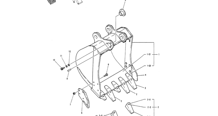 03-008STD. BUCKET ASSY, 0.8 M³ (0.7 M²), P/N YN61B00035F1 -Kobelco SK200-3 SK200LC-5 SK200 Excavator Parts Number Electronic Catalog EPC Manuals