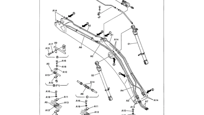 03-010 BOOM HYDRAULIC LINES 6.5M (21 FT - 4 IN)-SK330LC-6E SK330-6E SK350LC-6E Kobelco Excavator Parts Number Electronic Catalog EPC Manuals