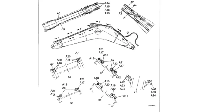 03-010 BOOM HYDRAULIC LINES - MASS EXCAVATION BOOM-Kobelco SK480LC-6E SK480-6S SK480LC-6 SK450-6 Excavator Parts Number Electronic Catalog EPC Manuals