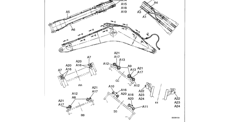 03-010 BOOM HYDRAULIC LINES - MASS EXCAVATION BOOM-Kobelco SK480LC-6E SK480-6S SK480LC-6 SK450-6 Excavator Parts Number Electronic Catalog EPC Manuals