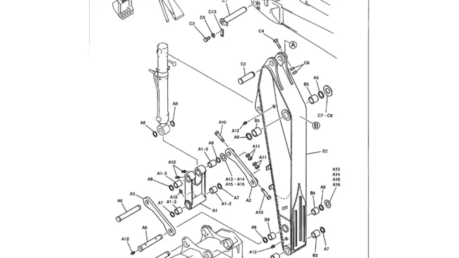 03-014 ARM ASSEMBLY 3.45M (11FT 4IN) STANDARD/ROTATION-Kobelco SK480LC-6E SK480-6S SK480LC-6 SK450-6 Excavator Parts Number Electronic Catalog EPC Manuals