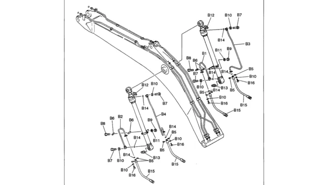 03-017 BOOM CYLINDER HYDRAULIC LINES 6.5M (21 FT - 4 IN)-SK330LC-6E SK330-6E SK350LC-6E Kobelco Excavator Parts Number Electronic Catalog EPC Manuals