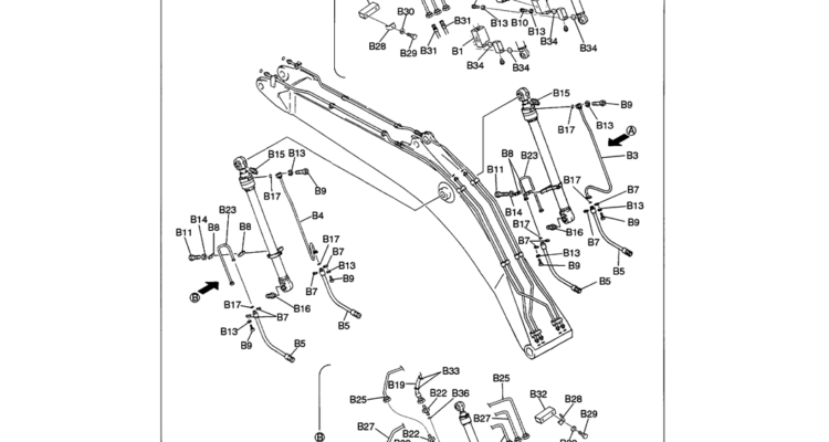 03 018 BOOM CYLINDER HYDRAULIC LINES 6.5M (21 FT – 4 IN)