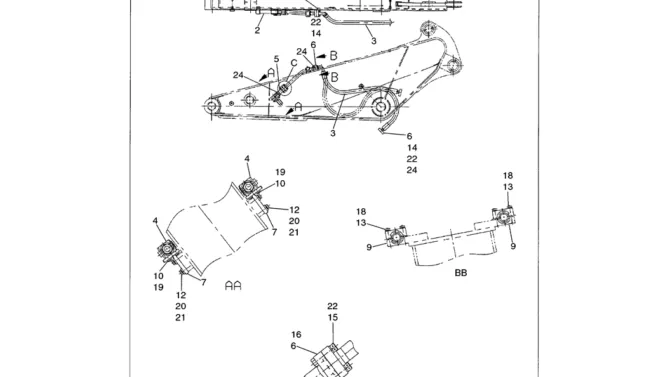 03-023 MASS ARM HYDRAULIC LINES TWO WAY - NIBBLER AND BREAKER-Kobelco SK480LC-6E SK480-6S SK480LC-6 SK450-6 Excavator Parts Number Electronic Catalog EPC Manuals