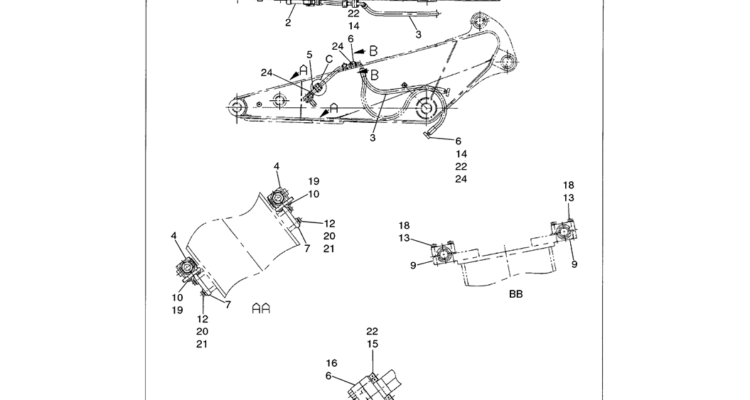 03-023 MASS ARM HYDRAULIC LINES TWO WAY - NIBBLER AND BREAKER-Kobelco SK480LC-6E SK480-6S SK480LC-6 SK450-6 Excavator Parts Number Electronic Catalog EPC Manuals