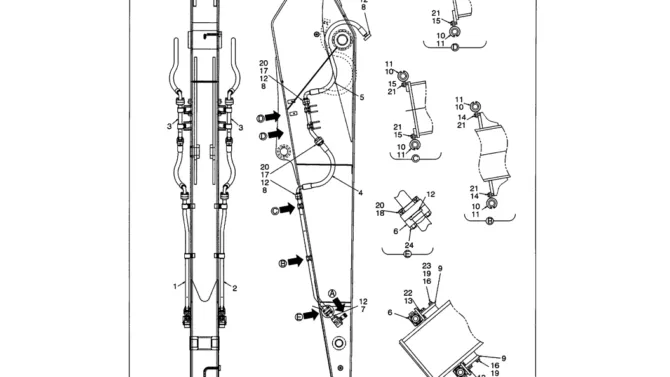 03-040 LONG ARM HYDRAULIC LINES (NIBBLER AND BREAKER)-SK330LC-6E SK330-6E SK350LC-6E Kobelco Excavator Parts Number Electronic Catalog EPC Manuals