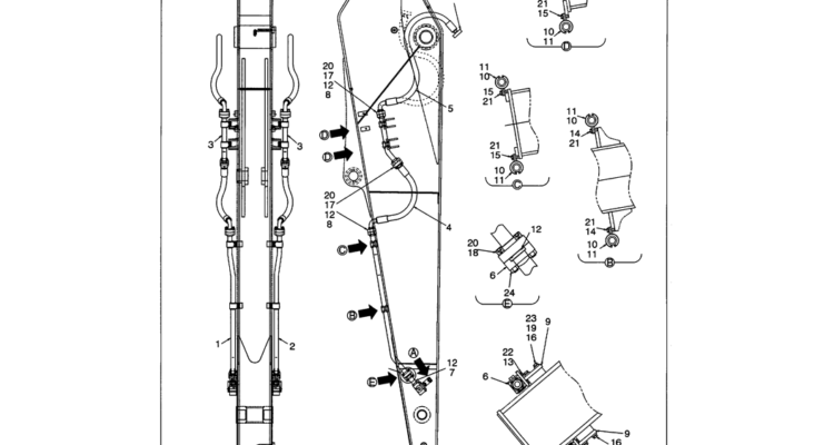 03-040 LONG ARM HYDRAULIC LINES (NIBBLER AND BREAKER)-SK330LC-6E SK330-6E SK350LC-6E Kobelco Excavator Parts Number Electronic Catalog EPC Manuals