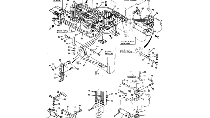 04-001(01) HYDR LINES. UPP-Kobelco SK220LC-3 SK250LC SK220-3 Excavator Parts Number Electronic Catalog EPC Manuals