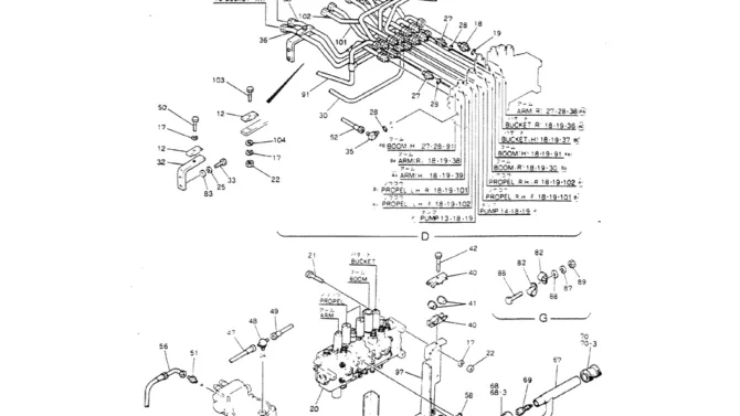04-001(02) HYDR LINES. UPP-Kobelco SK220LC-3 SK250LC SK220-3 Excavator Parts Number Electronic Catalog EPC Manuals
