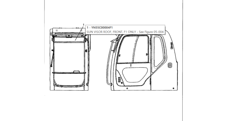 05-003 SUNVISOR ASSEMBLY-Kobelco SK480LC-6E SK480-6S SK480LC-6 SK450-6 Excavator Parts Number Electronic Catalog EPC Manuals