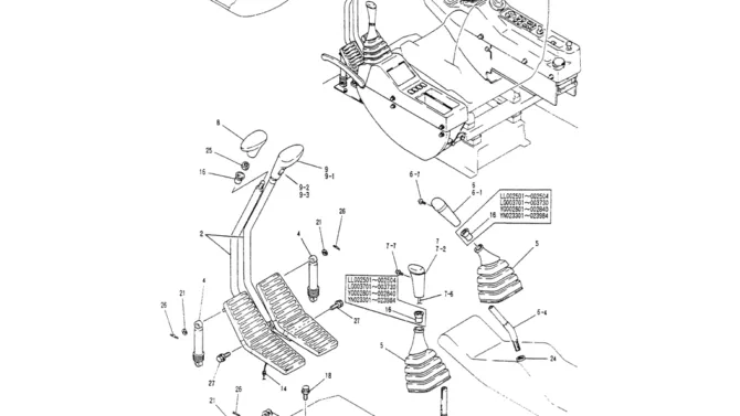 05-003(01)CONTROLS, OPERATOR (LONG RANGE)-Kobelco SK200-3 SK200LC-5 SK200 Excavator Parts Number Electronic Catalog EPC Manuals