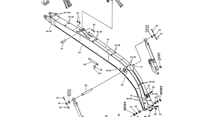 05-010 BOOM ASSEMBLY, 8.75M (28FT 9IN) (50FT LONG REACH)-SK200-6E SK210LC-6E SK200-6ES SK200LC-6E Kobelco Excavator Parts Number Electronic Catalog EPC Manuals