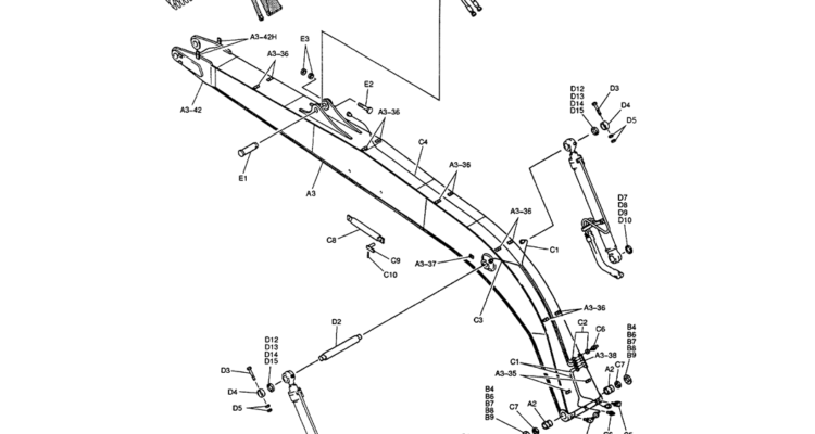 05-010 BOOM ASSEMBLY, 8.75M (28FT 9IN) (50FT LONG REACH)-SK200-6E SK210LC-6E SK200-6ES SK200LC-6E Kobelco Excavator Parts Number Electronic Catalog EPC Manuals