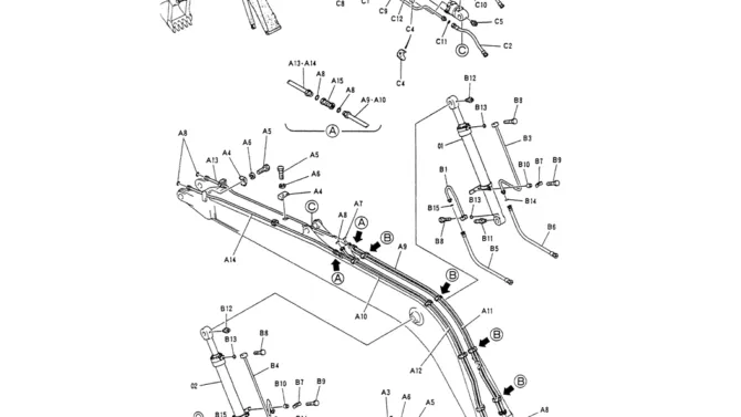 05-011HYD LINES, BOOM 7.0M (40 FT LONG RANGE)-Kobelco SK200-3 SK200LC-5 SK200 Excavator Parts Number Electronic Catalog EPC Manuals