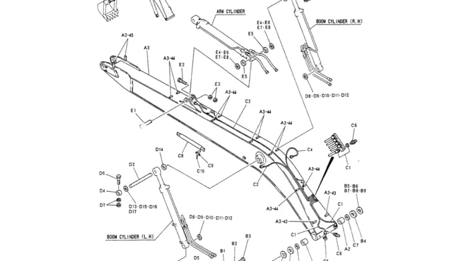 05-012BOOM ASSY, 8.15M (50FT LONG RANGE)-Kobelco SK200-3 SK200LC-5 SK200 Excavator Parts Number Electronic Catalog EPC Manuals