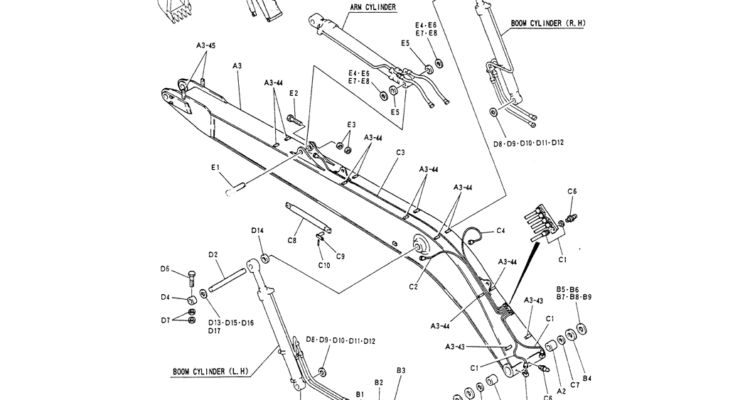 05-012BOOM ASSY, 8.15M (50FT LONG RANGE)-Kobelco SK200-3 SK200LC-5 SK200 Excavator Parts Number Electronic Catalog EPC Manuals
