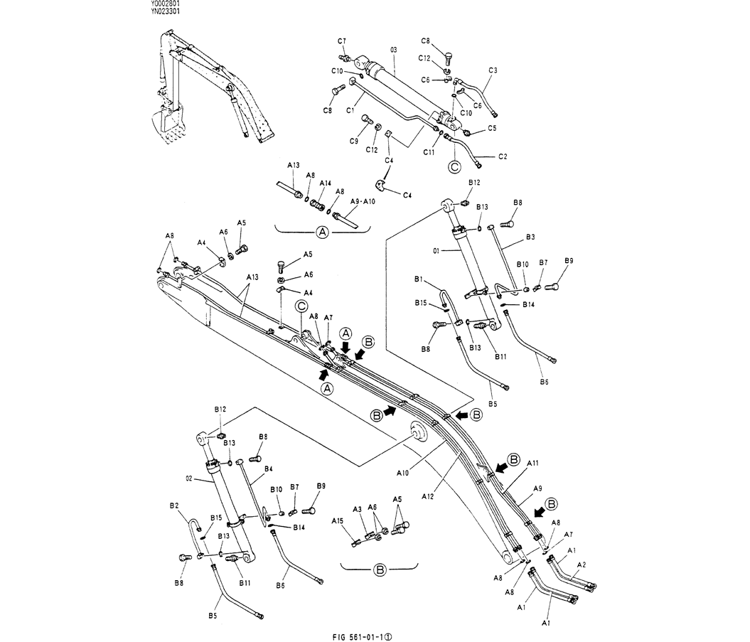 05-013HYD LINES, BOOM 8.15M (50FT LONG RANGE)-Kobelco SK200-3 SK200LC-5 SK200 Excavator Parts Number Electronic Catalog EPC Manuals