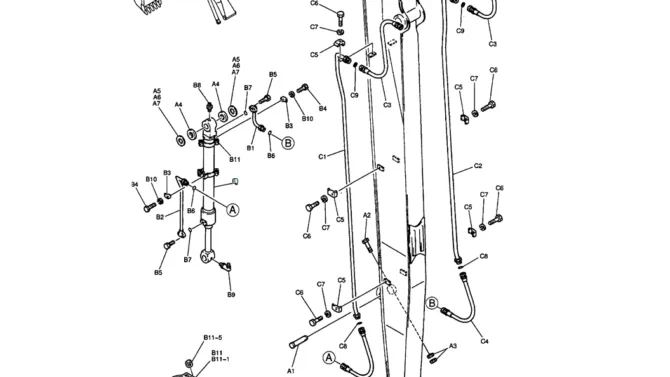 05-015 ARM HYDRAULIC LINES, 6.35M (20FT 11IN) (50FT LONG REACH)-SK200-6E SK210LC-6E SK200-6ES SK200LC-6E Kobelco Excavator Parts Number Electronic Catalog EPC Manuals