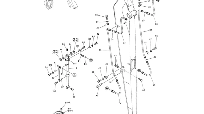 05-020HYD LINES, ARM 4.93M (40FT LONG RANGE)-Kobelco SK200-3 SK200LC-5 SK200 Excavator Parts Number Electronic Catalog EPC Manuals
