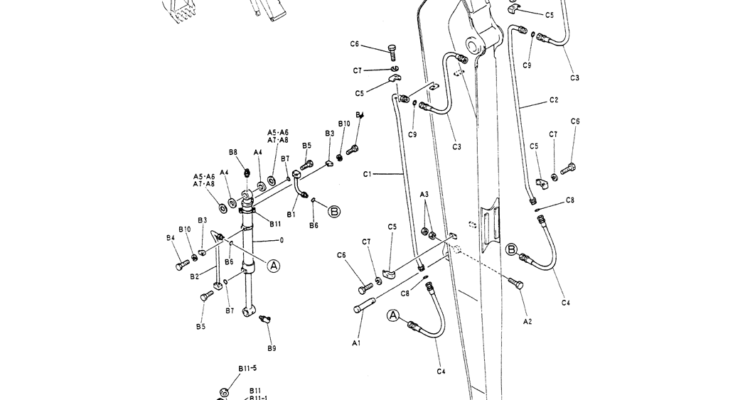05-020HYD LINES, ARM 4.93M (40FT LONG RANGE)-Kobelco SK200-3 SK200LC-5 SK200 Excavator Parts Number Electronic Catalog EPC Manuals
