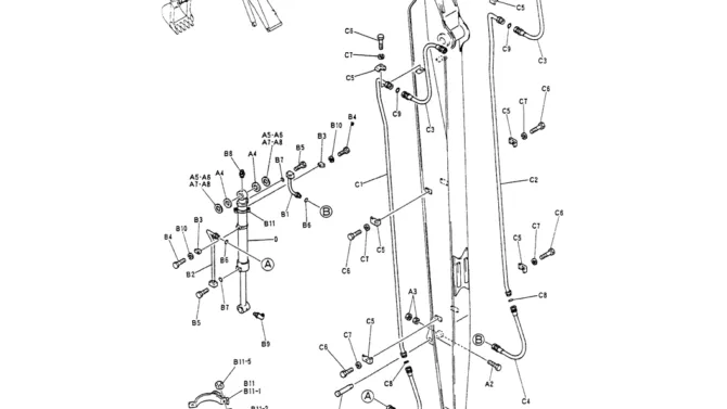 05-022HYD LINES, ARM 6.35M (50FT LONG RANGE)-Kobelco SK200-3 SK200LC-5 SK200 Excavator Parts Number Electronic Catalog EPC Manuals