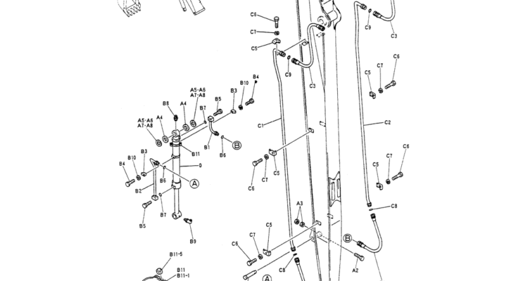 05-022HYD LINES, ARM 6.35M (50FT LONG RANGE)-Kobelco SK200-3 SK200LC-5 SK200 Excavator Parts Number Electronic Catalog EPC Manuals