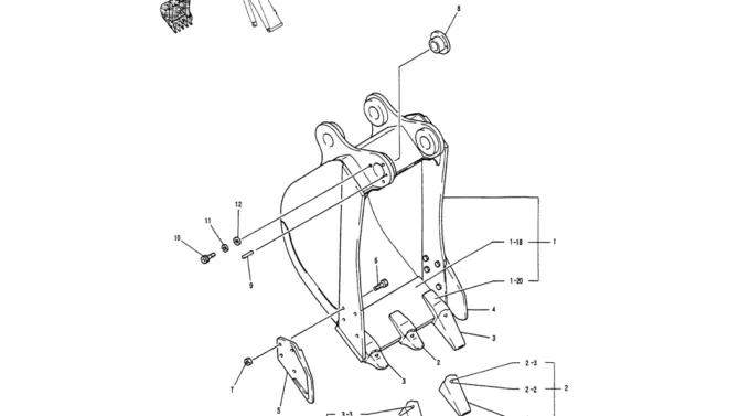 05-023BUCKET ASSY, 0.51M³ (0.45M³), P/N YN61B00038F1-Kobelco SK200-3 SK200LC-5 SK200 Excavator Parts Number Electronic Catalog EPC Manuals