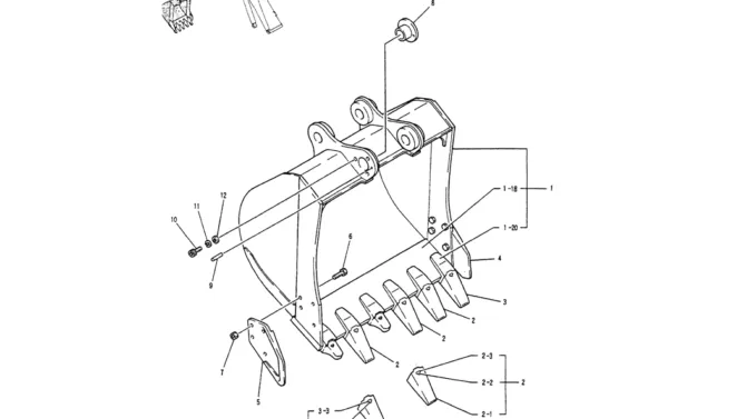 05-029BUCKET ASSY, 1.0M³ (0.9M³), P/N YN61B00044F1-Kobelco SK200-3 SK200LC-5 SK200 Excavator Parts Number Electronic Catalog EPC Manuals