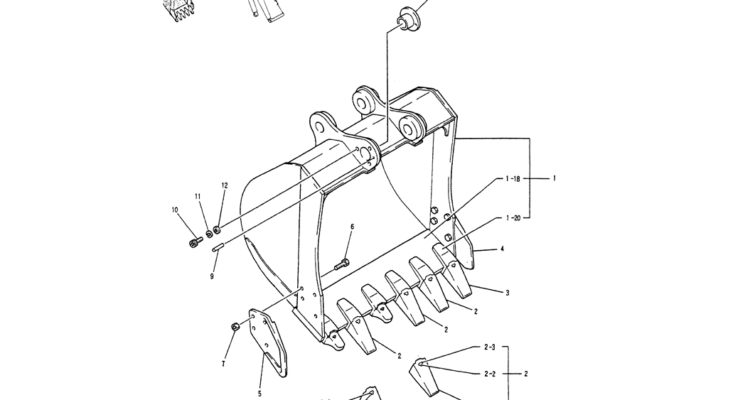 05-029BUCKET ASSY, 1.0M³ (0.9M³), P/N YN61B00044F1-Kobelco SK200-3 SK200LC-5 SK200 Excavator Parts Number Electronic Catalog EPC Manuals