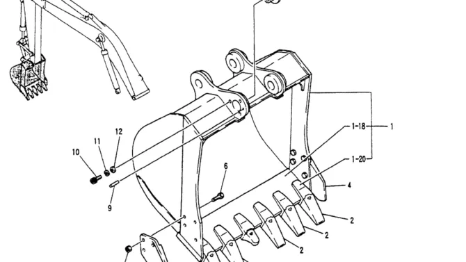 05-030BUCKET ASSY, 1.0M³ (0.9M³)-Kobelco SK200-3 SK200LC-5 SK200 Excavator Parts Number Electronic Catalog EPC Manuals
