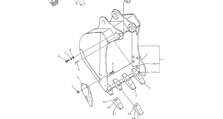 05-037BUCKET ASSY, 0.45M³ (0.4M³) (50FT LONG RANGE)-Kobelco SK200-3 SK200LC-5 SK200 Excavator Parts Number Electronic Catalog EPC Manuals