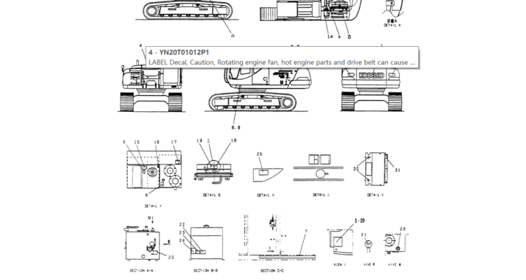 06-001(01)NAME PLATE INSTAL, P/N YN22T00048F1,F2-Kobelco SK200-3 SK200LC-5 SK200 Excavator Parts Number Electronic Catalog EPC Manuals