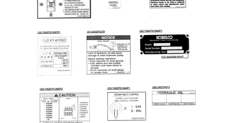 06-001(05) NAME PLATE INSTALLATION (STANDARD)-SK200-6E SK210LC-6E SK200-6ES SK200LC-6E Kobelco Excavator Parts Number Electronic Catalog EPC Manuals