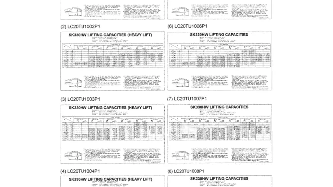06-004(02) LIFT CAPACITY DECAL INSTALLATION HIGH AND WIDE-SK330LC-6E SK330-6E SK350LC-6E Kobelco Excavator Parts Number Electronic Catalog EPC Manuals